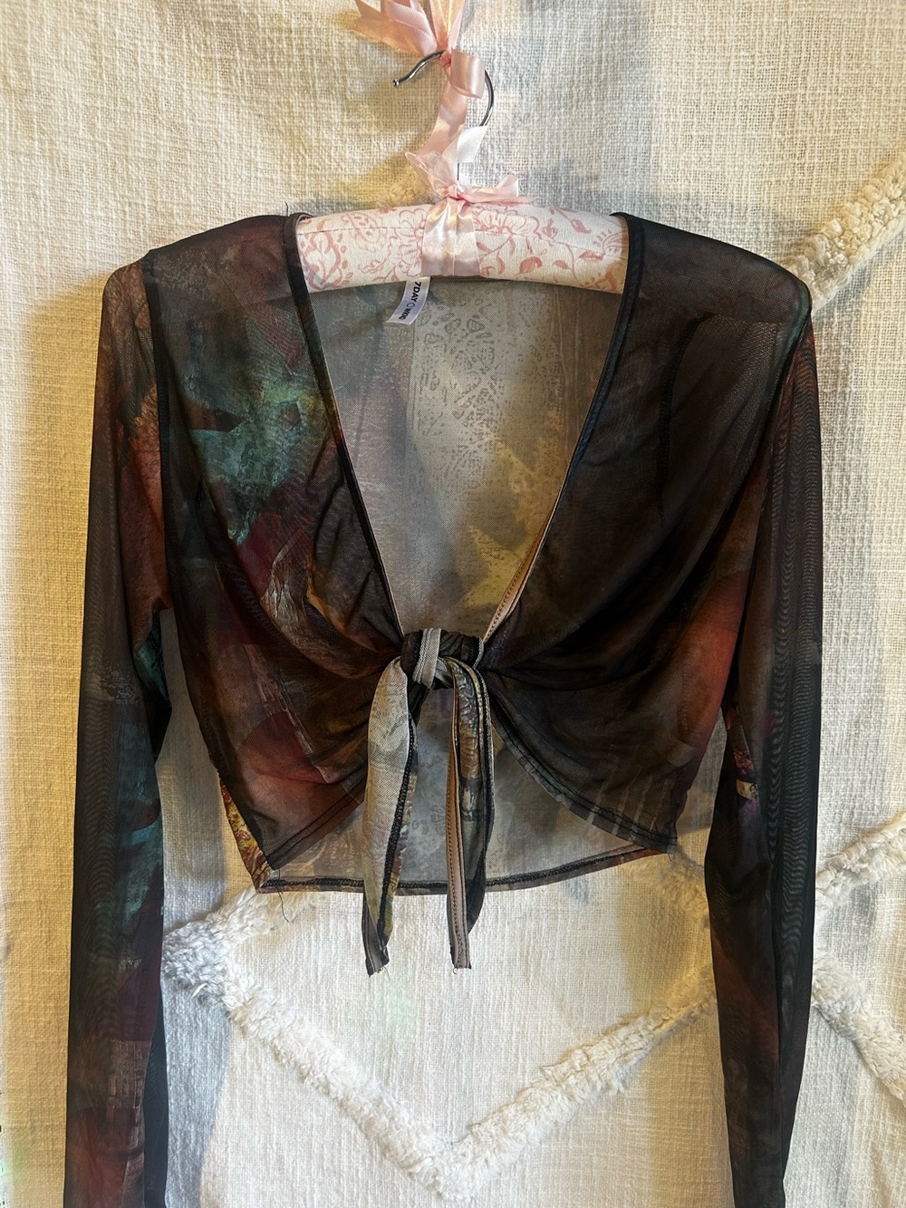 Sheer Tie-Front Crop Top